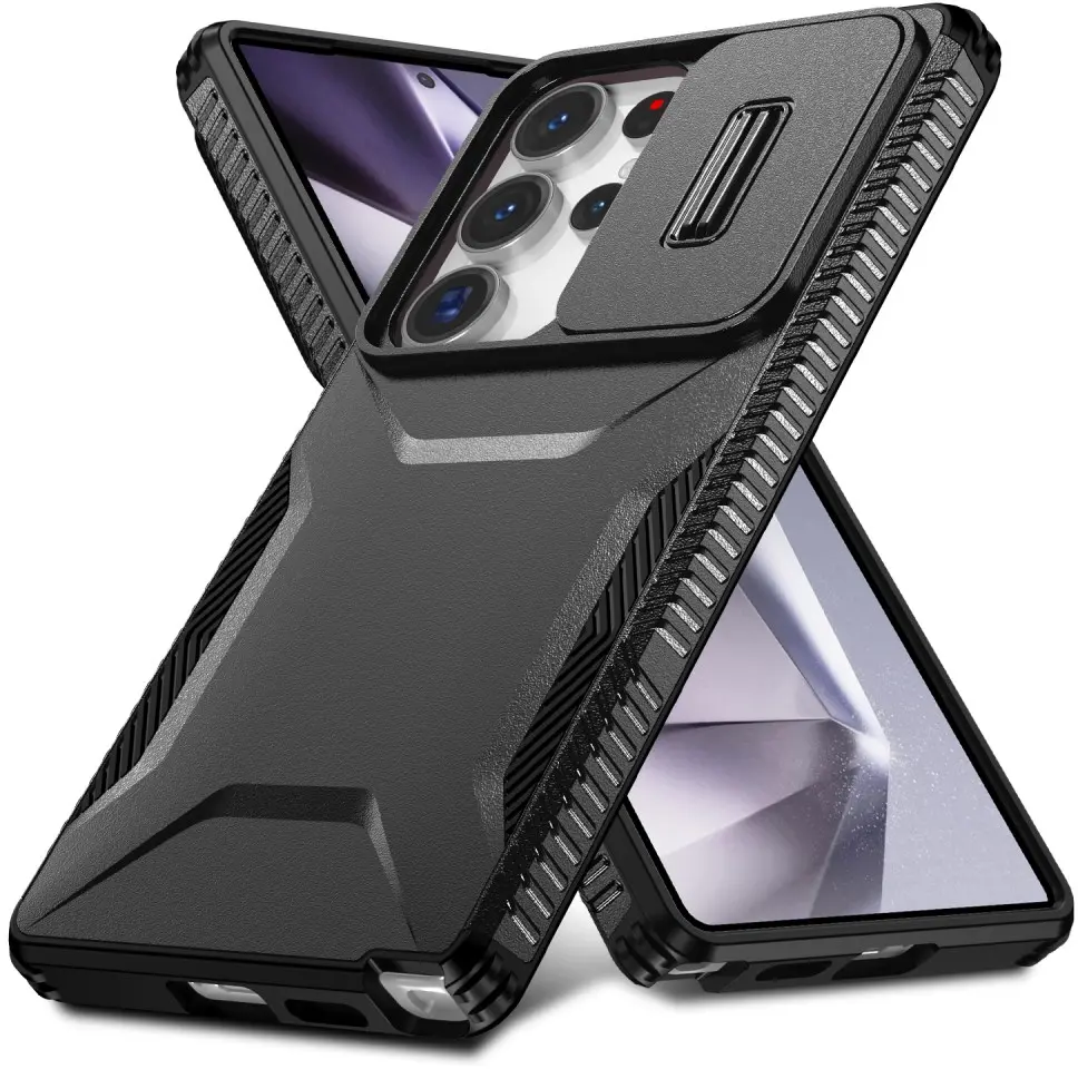 Samsung Galaxy S25 Ultra Hoesje Camera Slider Back Cover Schokbestendig Zwart afbeelding 2