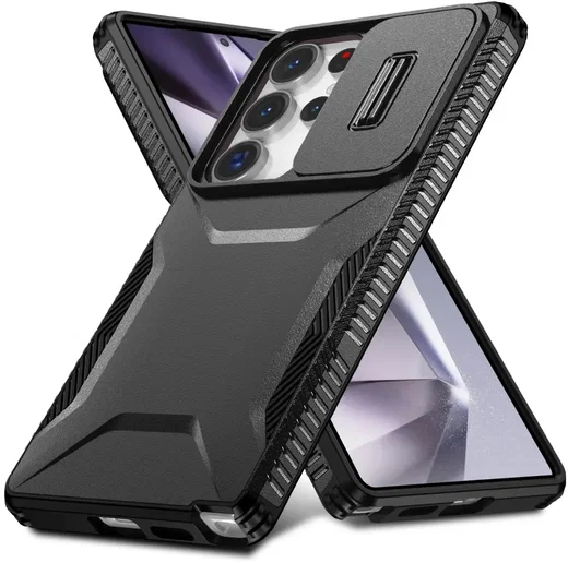 Samsung Galaxy S25 Ultra Hoesje Camera Slider Back Cover Schokbestendig Zwart afbeelding 2
