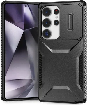Samsung Galaxy S25 Ultra Hoesje Camera Slider Back Cover Schokbestendig Zwart
