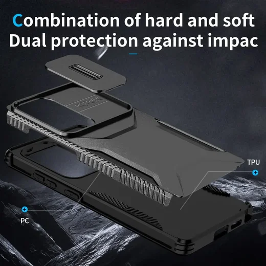 Samsung Galaxy S25 Ultra Hoesje Camera Slider Back Cover Schokbestendig Zwart afbeelding 9
