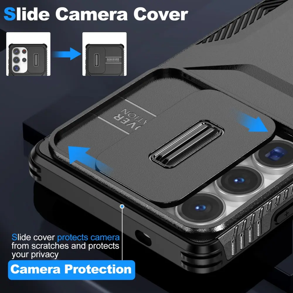 Samsung Galaxy S25 Ultra Hoesje Camera Slider Back Cover Schokbestendig Zwart afbeelding 5