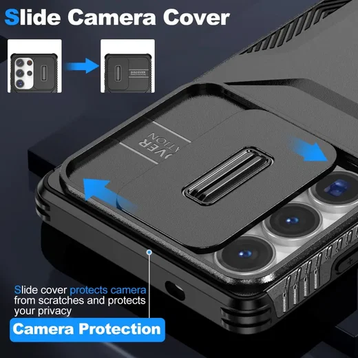 Samsung Galaxy S25 Ultra Hoesje Camera Slider Back Cover Schokbestendig Zwart afbeelding 5