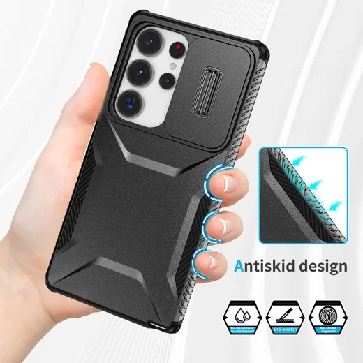 Samsung Galaxy S25 Ultra Hoesje Camera Slider Back Cover Schokbestendig Zwart afbeelding 7