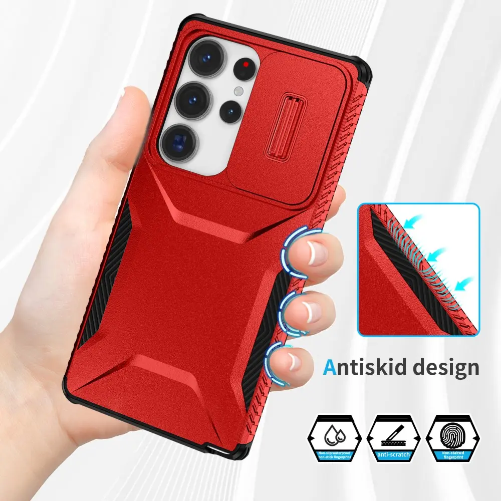 Samsung Galaxy S25 Ultra Hoesje Camera Slider Back Cover Schokbestendig Rood afbeelding 5