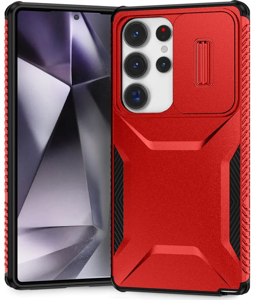 Samsung Galaxy S25 Ultra Hoesje Camera Slider Back Cover Schokbestendig Rood afbeelding 1