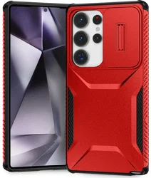 Samsung Galaxy S25 Ultra Hoesje Camera Slider Back Cover Schokbestendig Rood afbeelding