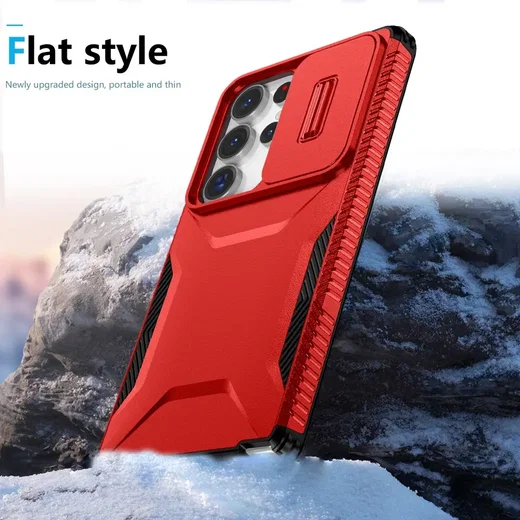 Samsung Galaxy S25 Ultra Hoesje Camera Slider Back Cover Schokbestendig Rood afbeelding 8