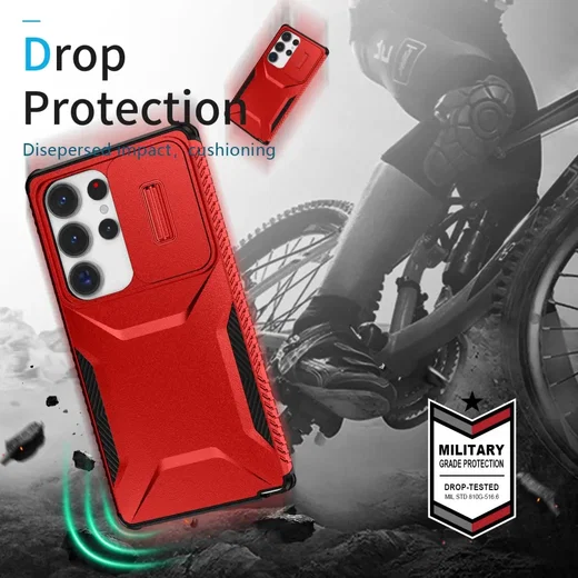 Samsung Galaxy S25 Ultra Hoesje Camera Slider Back Cover Schokbestendig Rood afbeelding 10