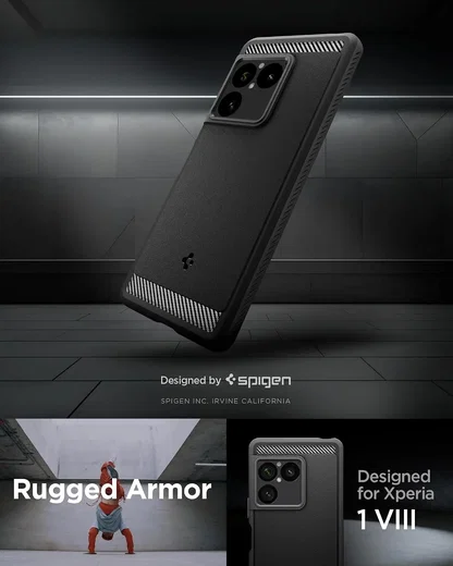 Spigen Rugged Armor Sony Xperia 1 VIII Hoesje Back Cover Matte zwart afbeelding 2