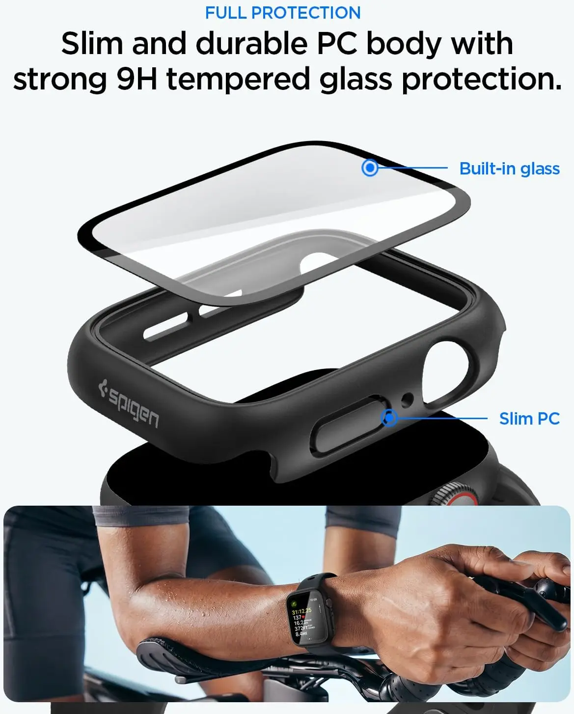 Spigen Thin Fit 360 Apple Watch 40MM Hoesje Waterdicht Zwart afbeelding 5