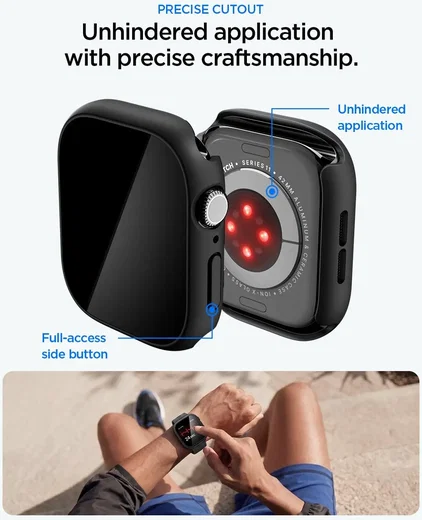 Spigen Thin Fit 360 Apple Watch 11 / 10 42MM Hoesje Waterdicht Zwart afbeelding 2
