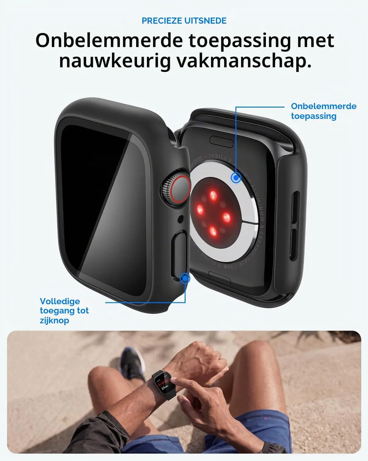 Spigen Thin Fit 360 Apple Watch 44MM Hoesje Waterdicht Zwart afbeelding 4
