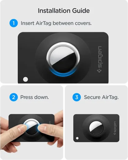 Spigen Air Fit 2 AirTag Kaarthouder Zwart (2-Pack) afbeelding 2