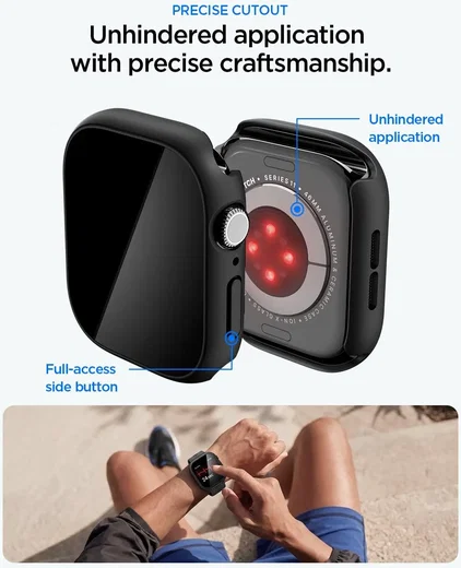 Spigen Thin Fit 360 Apple Watch 10 / 11 46MM Hoesje Waterdicht Zwart afbeelding 6