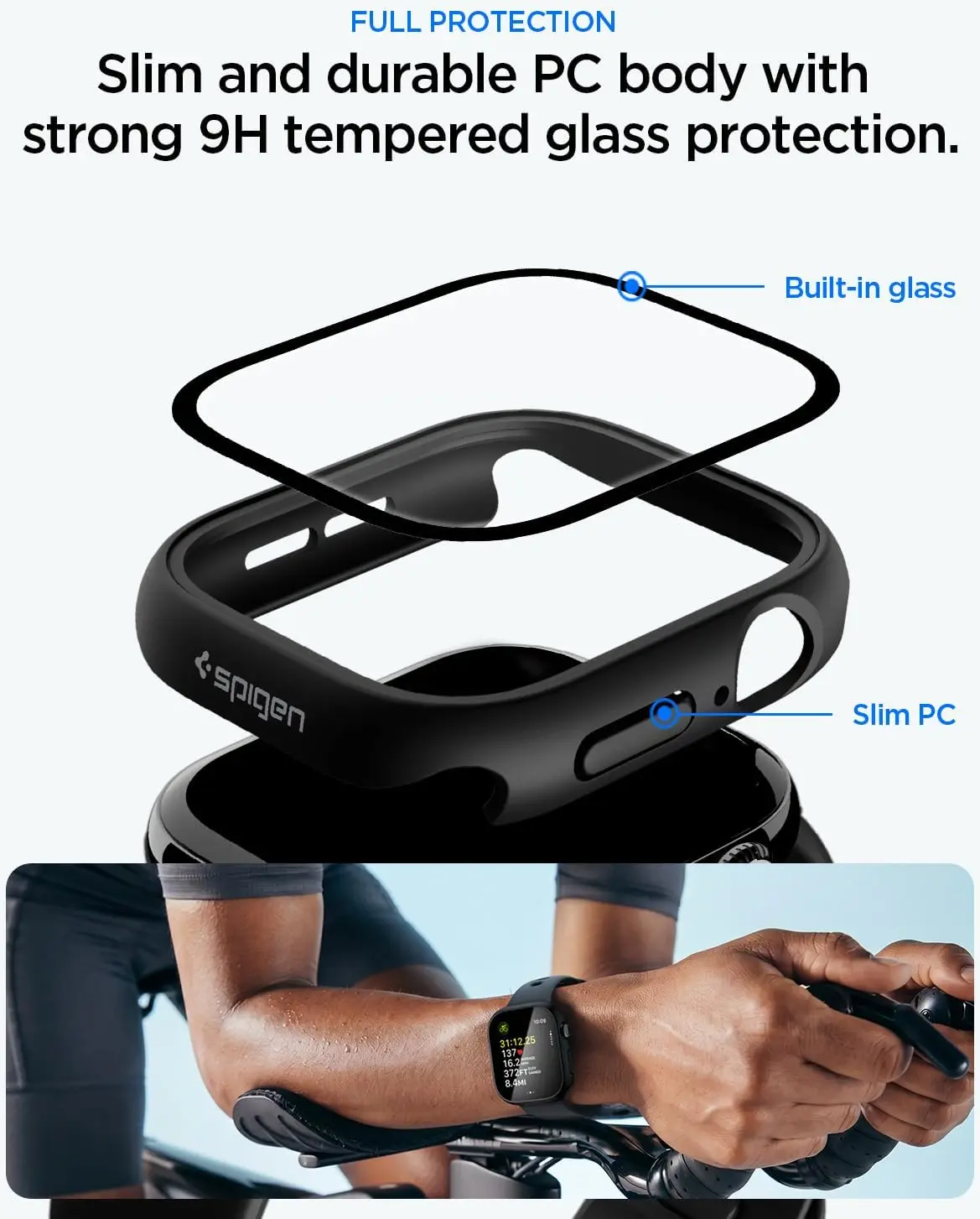 Spigen Thin Fit 360 Apple Watch 10 / 11 46MM Hoesje Waterdicht Zwart afbeelding 3