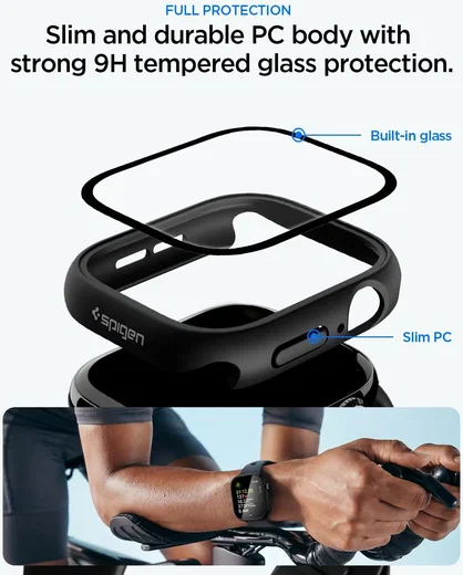Spigen Thin Fit 360 Apple Watch 10 / 11 46MM Hoesje Waterdicht Zwart afbeelding 3