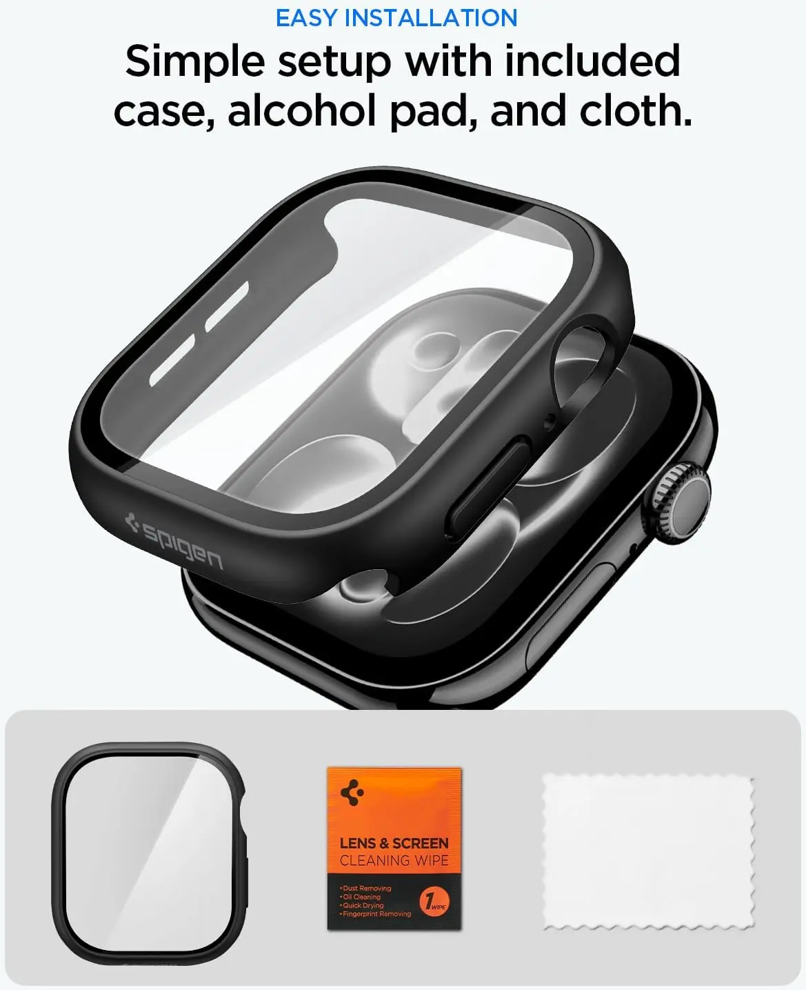 Spigen Thin Fit 360 Apple Watch 10 / 11 46MM Hoesje Waterdicht Zwart afbeelding 7