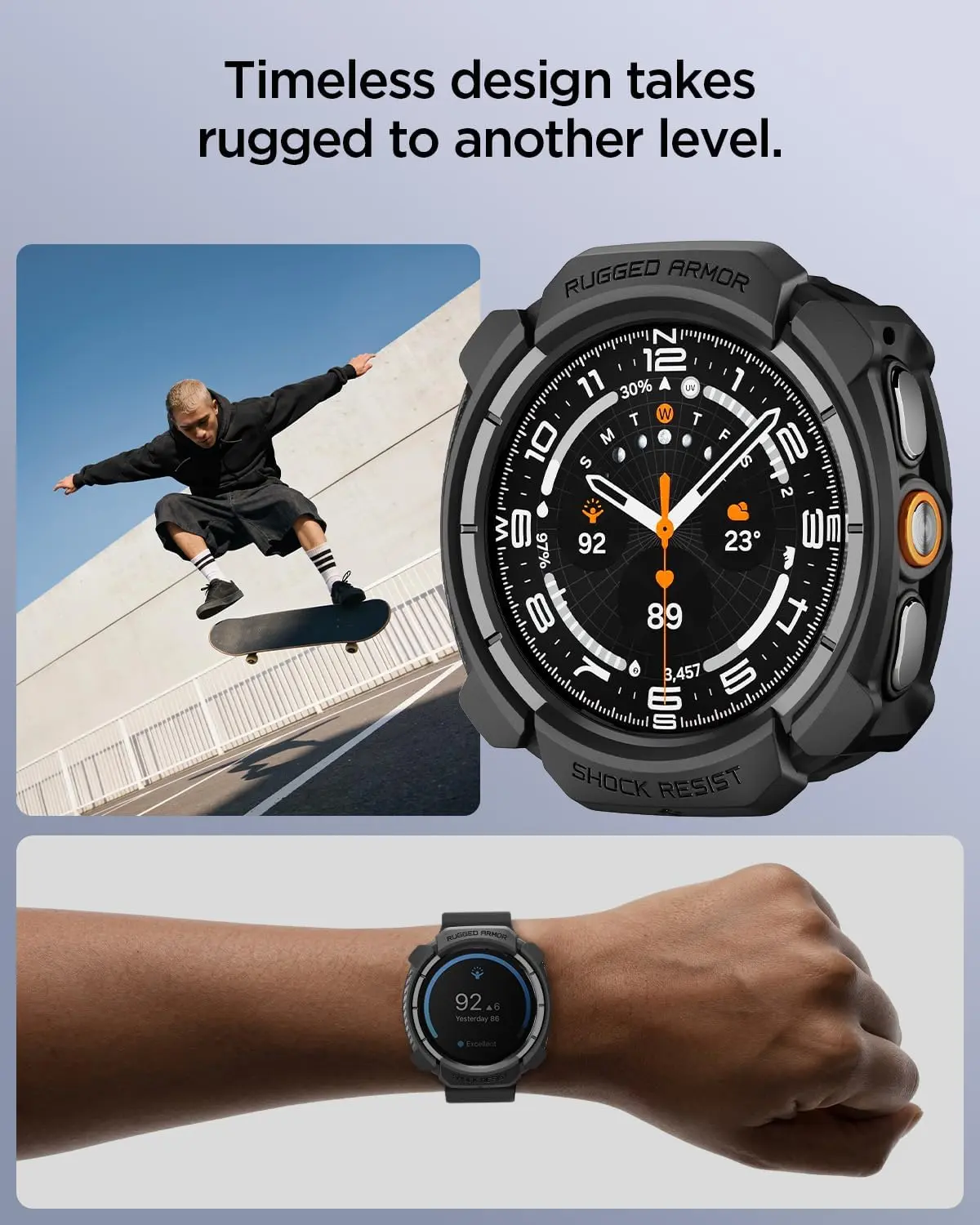 Spigen Rugged Armor - Samsung Galaxy Watch Ultra 2 Hoesje Bumper Case - Zwart afbeelding 3