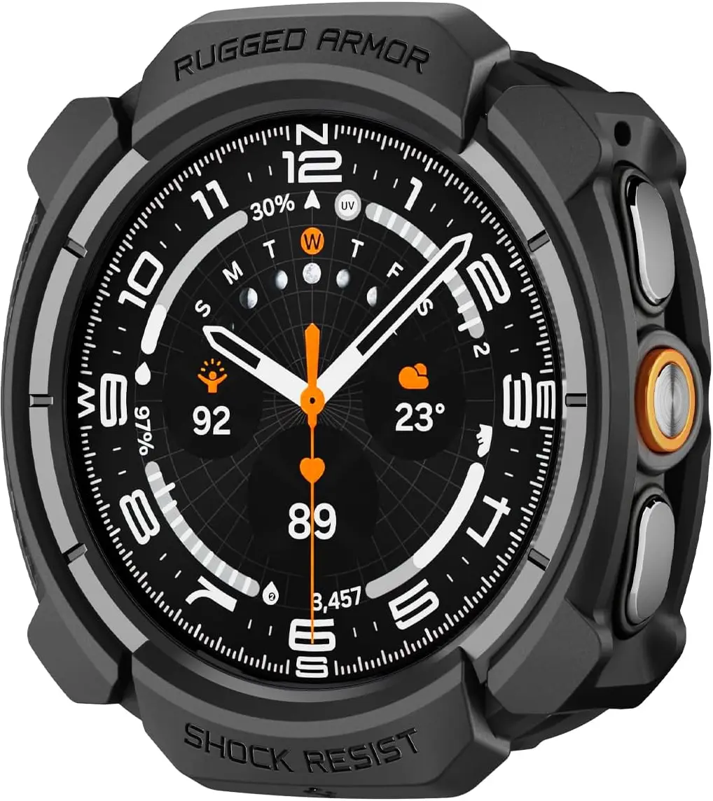 Spigen Rugged Armor - Samsung Galaxy Watch Ultra 2 Hoesje Bumper Case - Zwart afbeelding 1