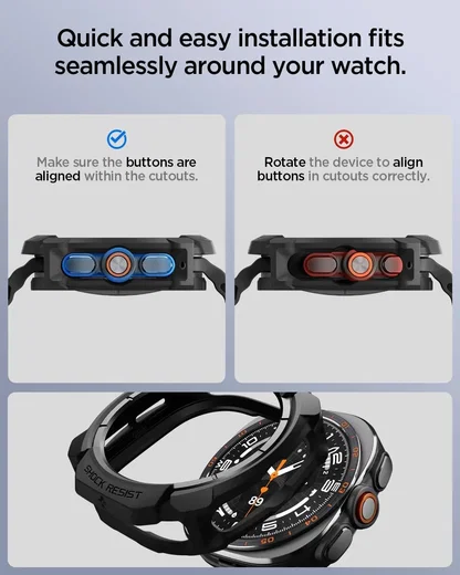 Spigen Rugged Armor - Samsung Galaxy Watch Ultra 2 Hoesje Bumper Case - Zwart afbeelding 5