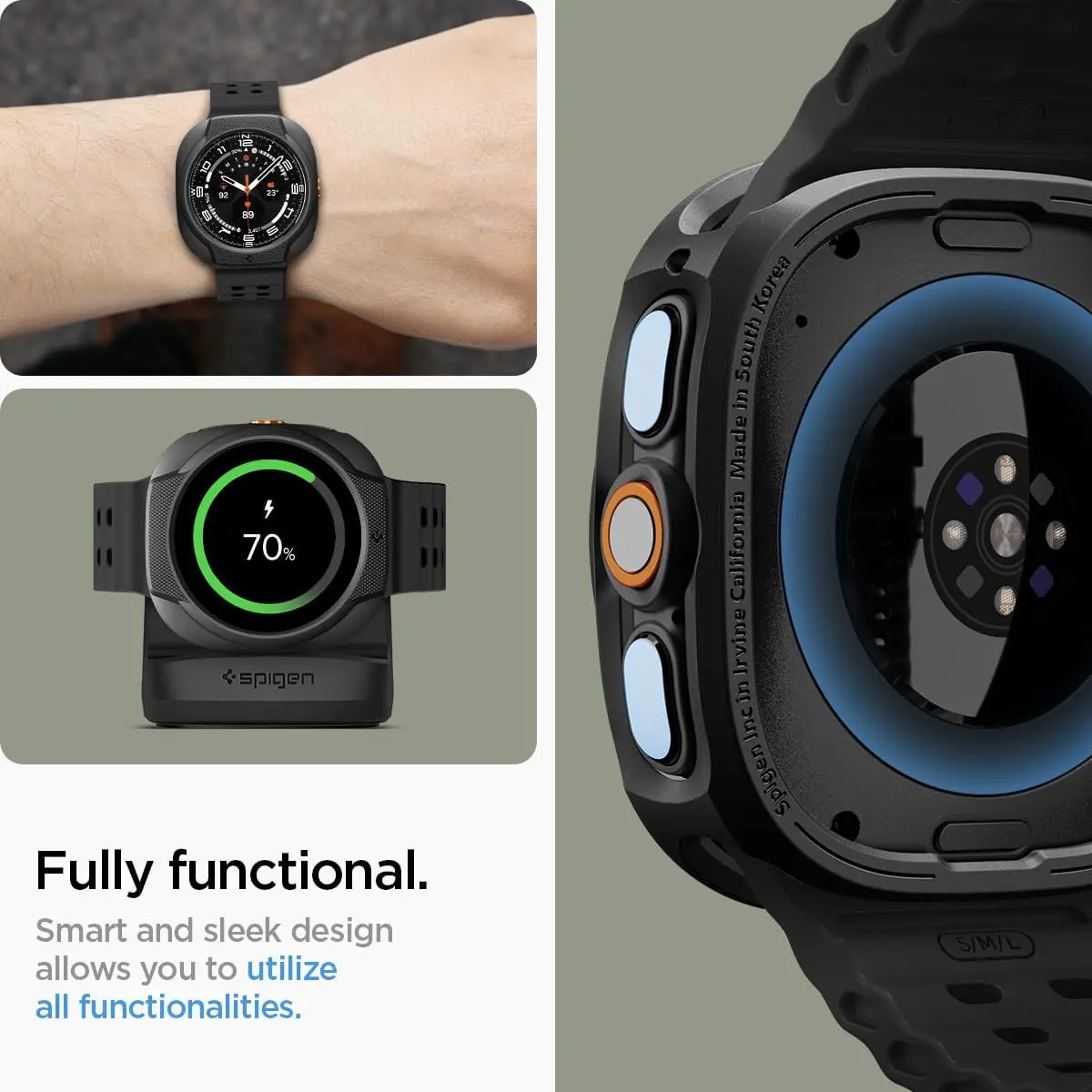 Spigen Liquid Air - Samsung Galaxy Watch Ultra 2 Hoesje - Matte Zwart afbeelding 5