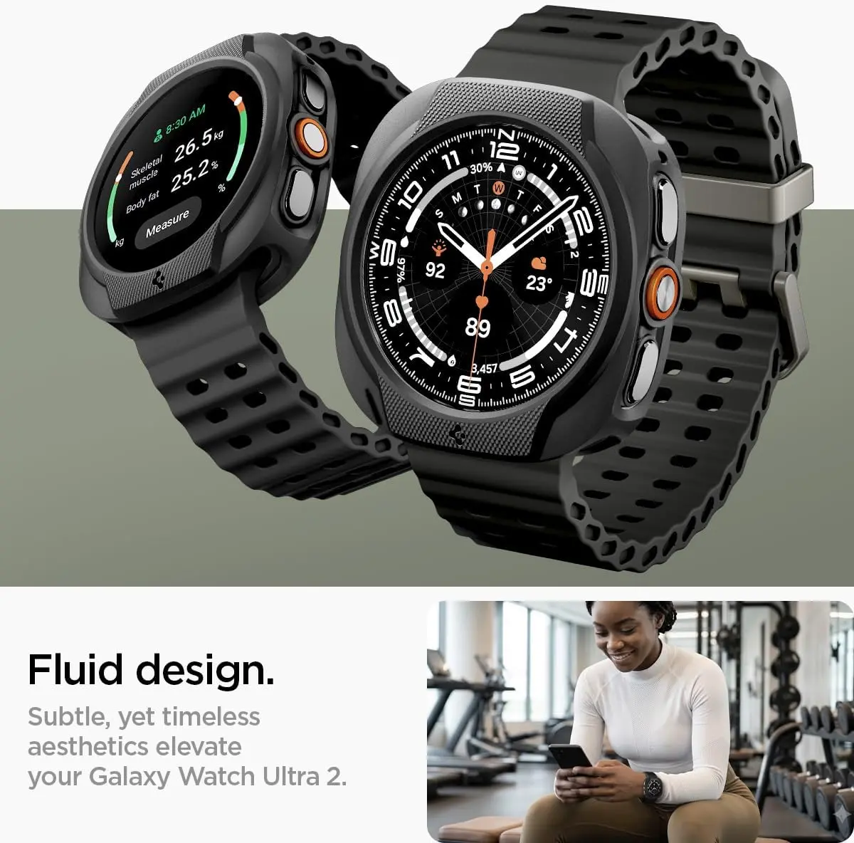 Spigen Liquid Air - Samsung Galaxy Watch Ultra 2 Hoesje - Matte Zwart afbeelding 3