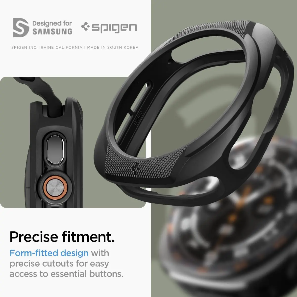 Spigen Liquid Air - Samsung Galaxy Watch Ultra 2 Hoesje - Matte Zwart afbeelding 7