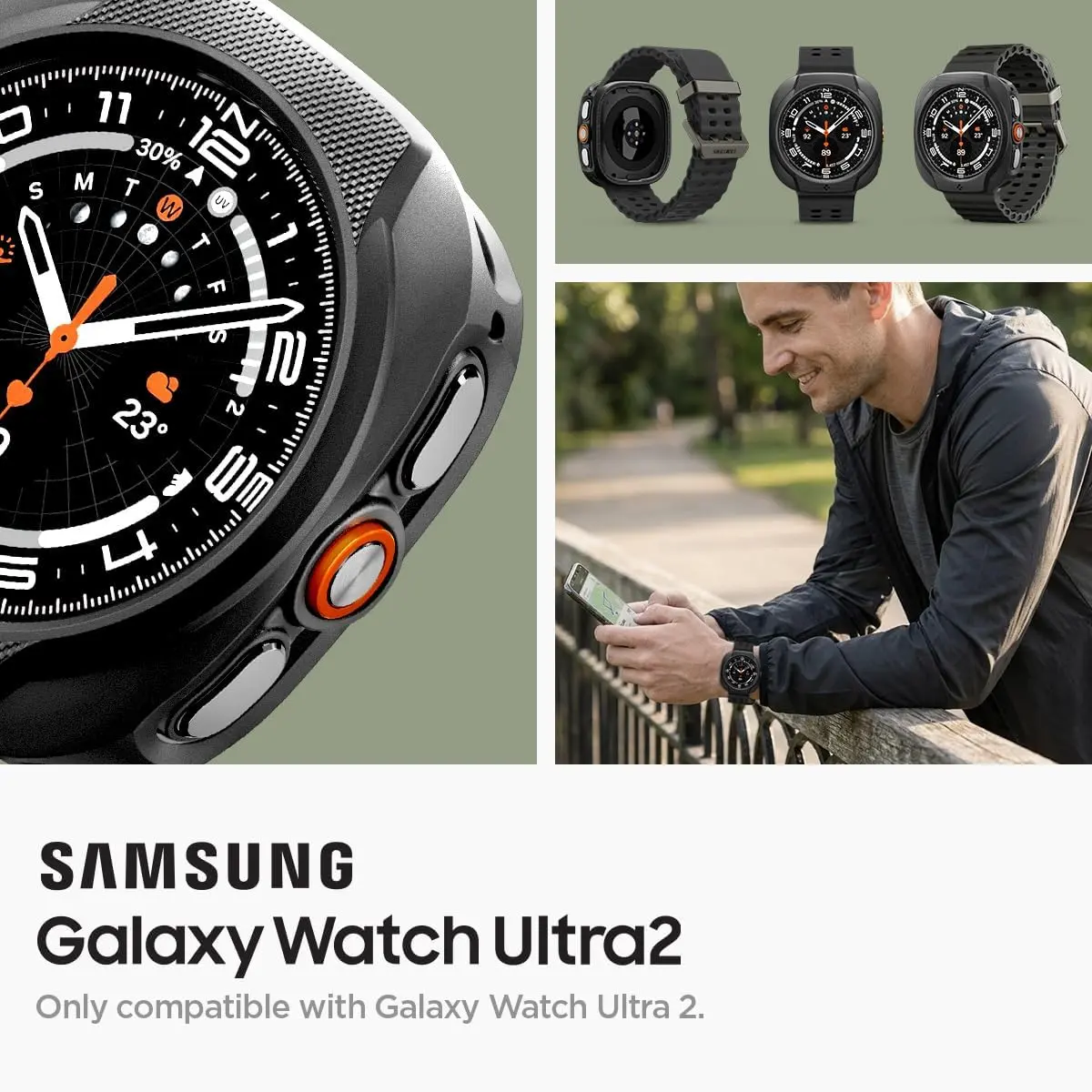 Spigen Liquid Air - Samsung Galaxy Watch Ultra 2 Hoesje - Matte Zwart afbeelding 2
