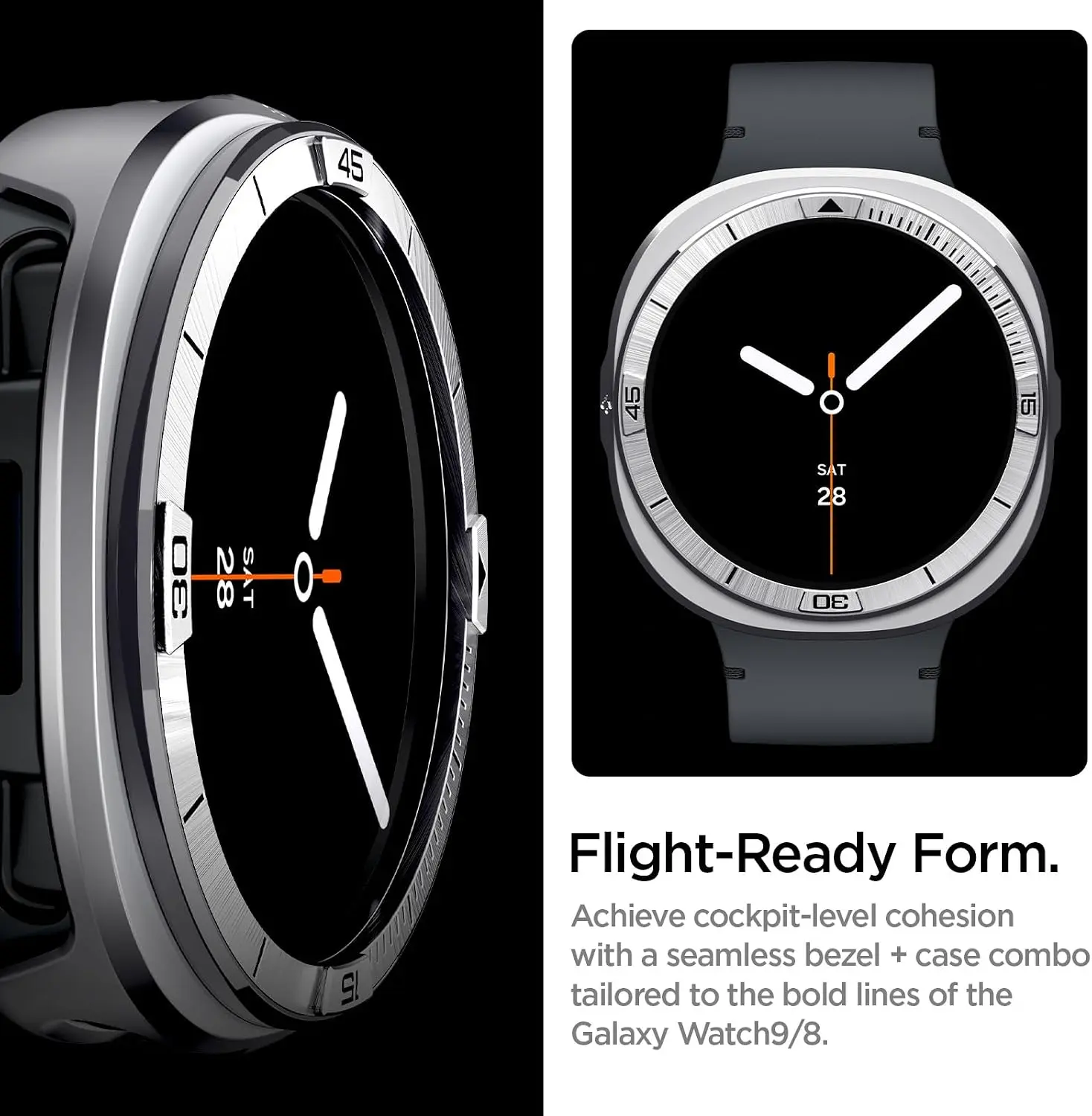 Spigen Bezel Tune Pro - Samsung Galaxy Watch 9 / 8 Randbeschermer - 44MM Zilver afbeelding 2