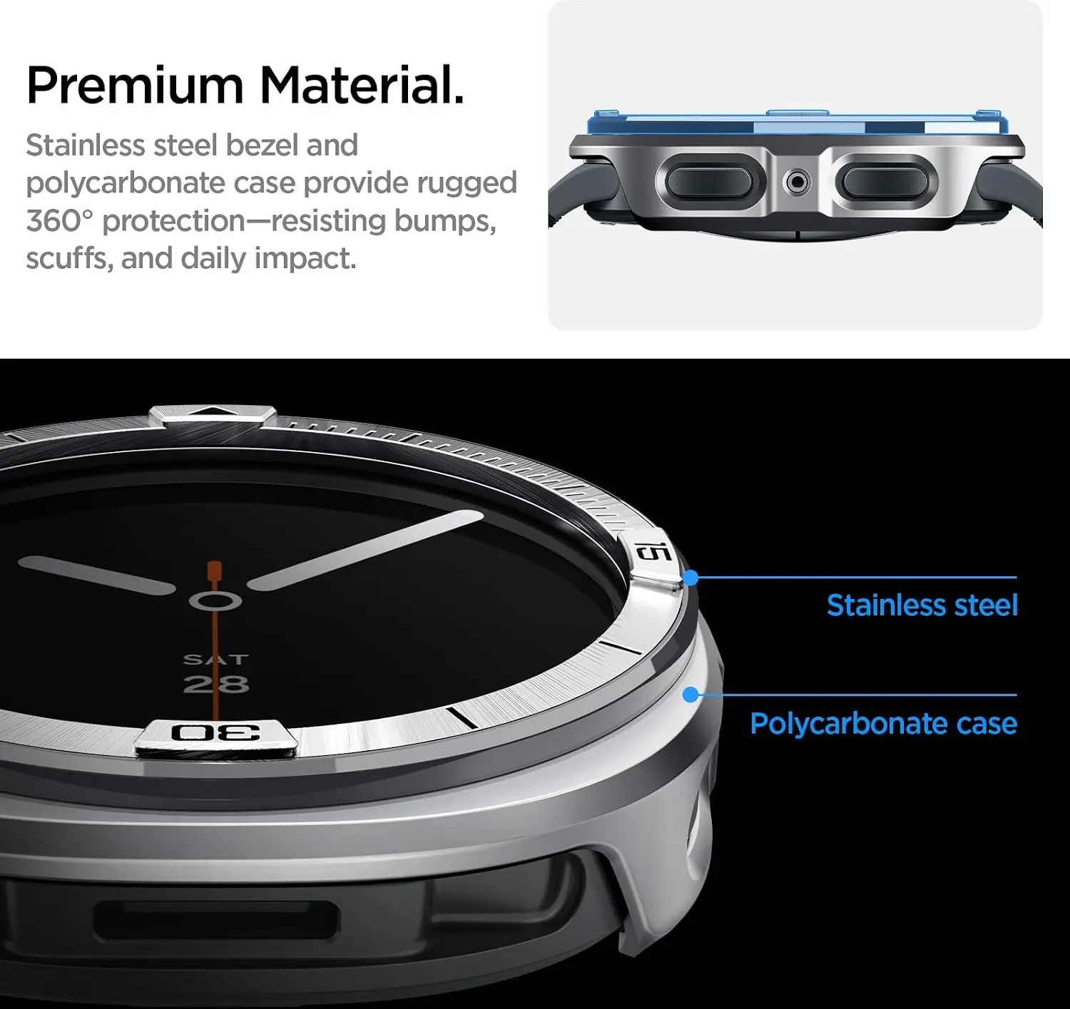 Spigen Bezel Tune Pro - Samsung Galaxy Watch 9 / 8 Randbeschermer - 44MM Zilver afbeelding 3
