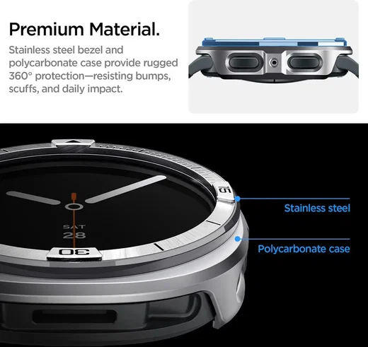 Spigen Bezel Tune Pro - Samsung Galaxy Watch 9 / 8 Randbeschermer - 44MM Zilver afbeelding 3