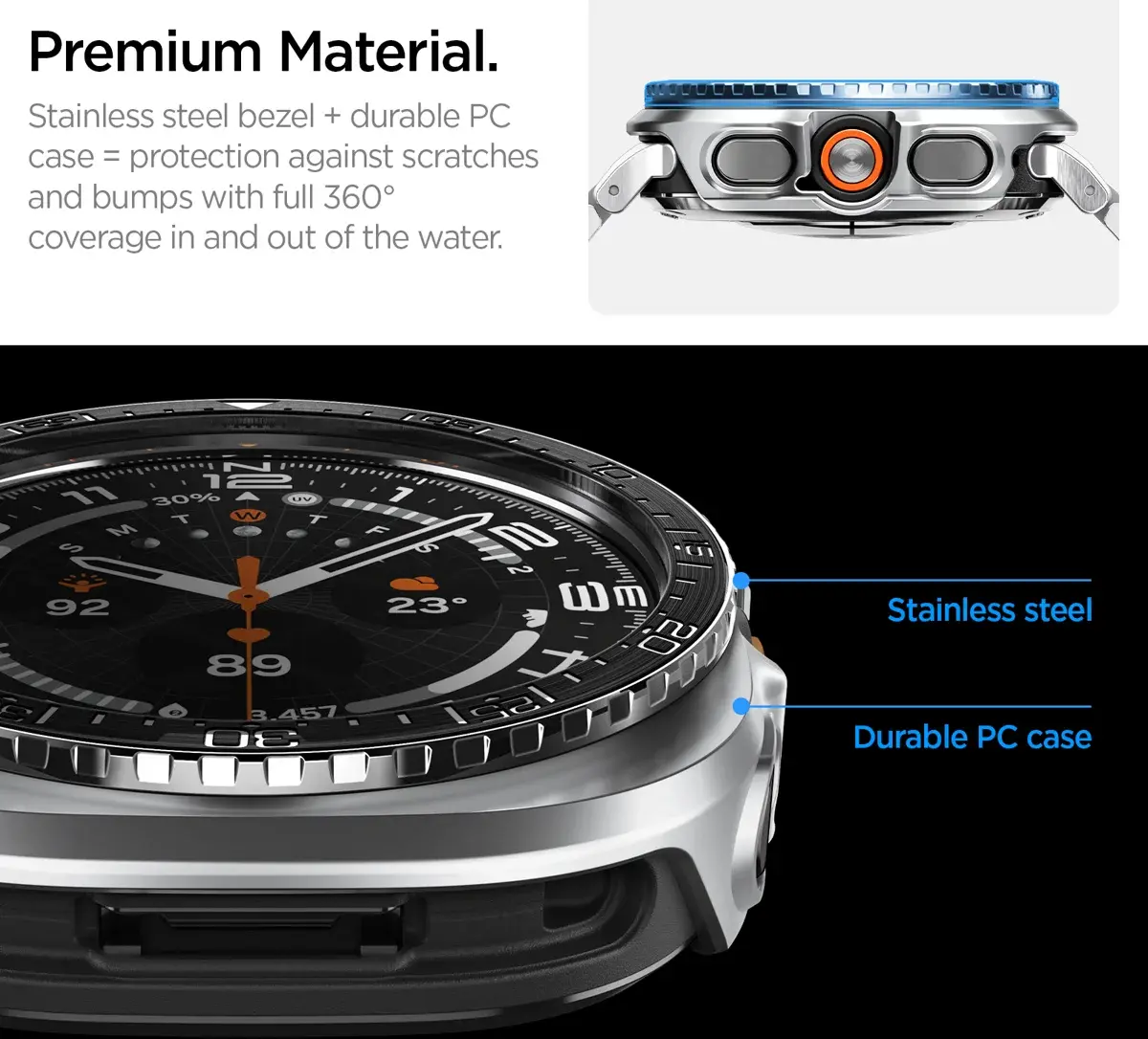 Spigen Bezel Tune Pro - Samsung Galaxy Watch Ultra 2 Hoesje en Bezel - Zwart afbeelding 3
