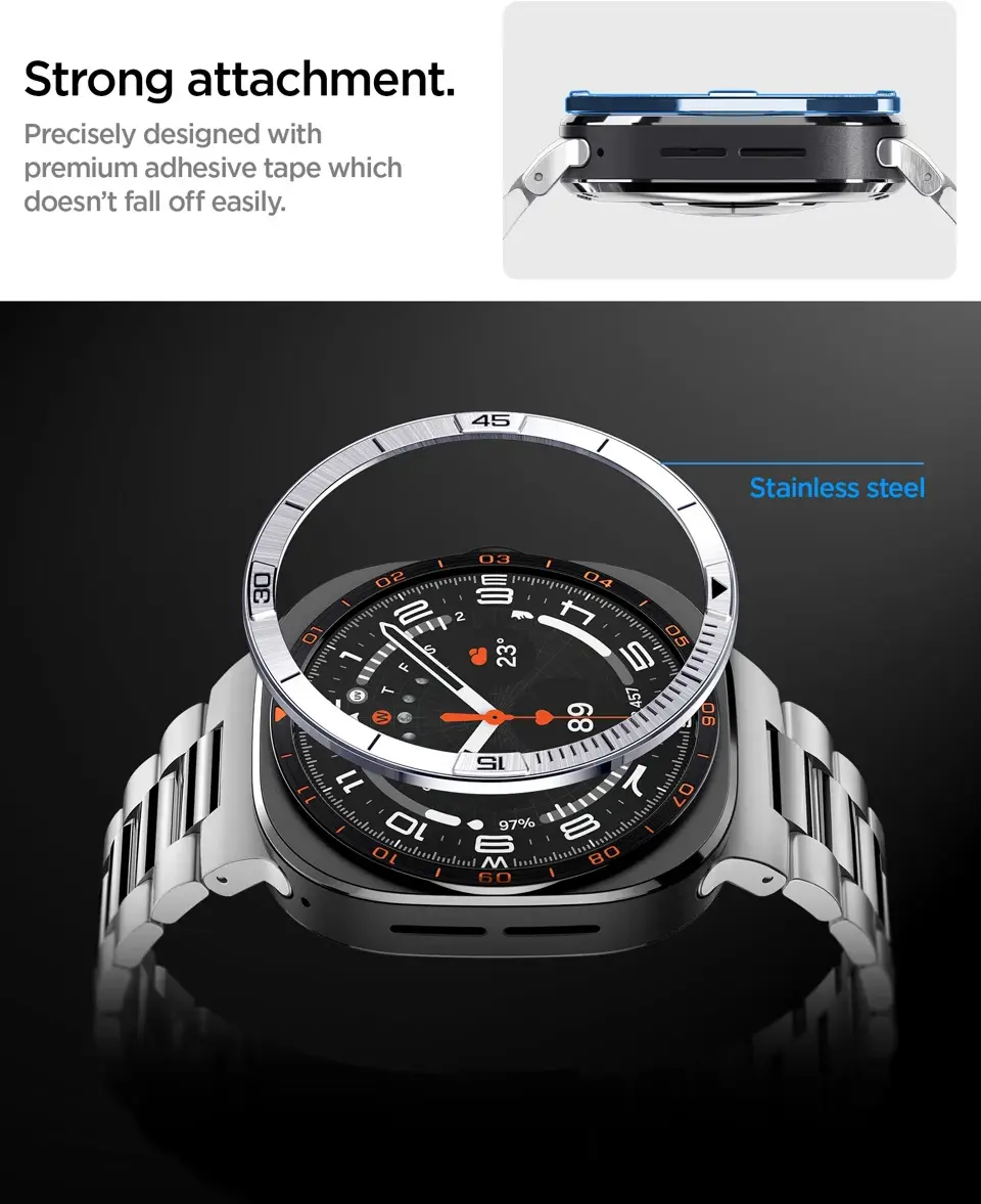 Spigen Bezel Tune Pilot – Samsung Galaxy Watch Ultra 2 Bezel – Zilver afbeelding 5