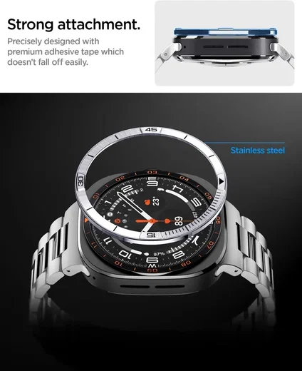 Spigen Bezel Tune Pilot – Samsung Galaxy Watch Ultra 2 Bezel – Zilver afbeelding 5