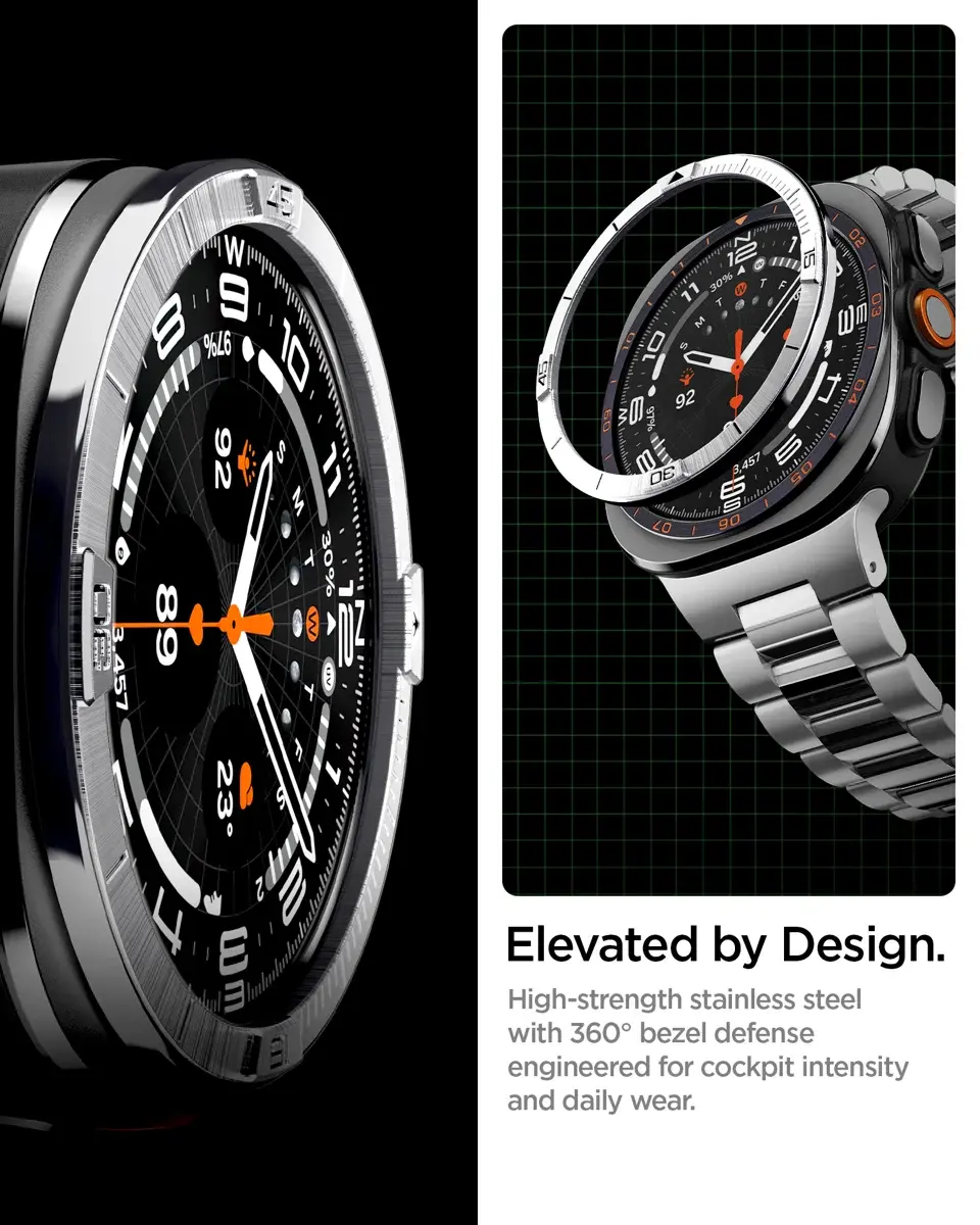 Spigen Bezel Tune Pilot – Samsung Galaxy Watch Ultra 2 Bezel – Zilver afbeelding 4