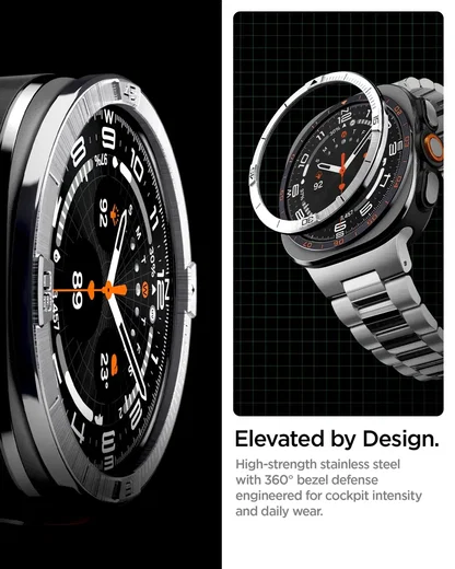 Spigen Bezel Tune Pilot – Samsung Galaxy Watch Ultra 2 Bezel – Zilver afbeelding 4