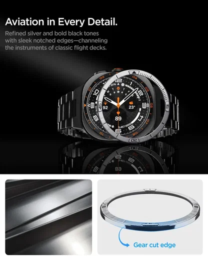 Spigen Bezel Tune Pilot – Samsung Galaxy Watch Ultra 2 Bezel – Zilver afbeelding 3