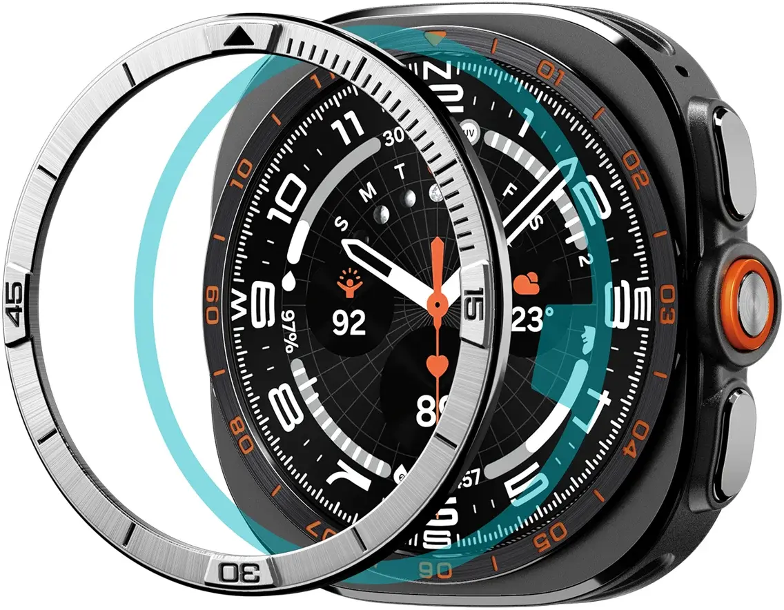 Spigen Bezel Tune Pilot – Samsung Galaxy Watch Ultra 2 Bezel – Zilver afbeelding 1