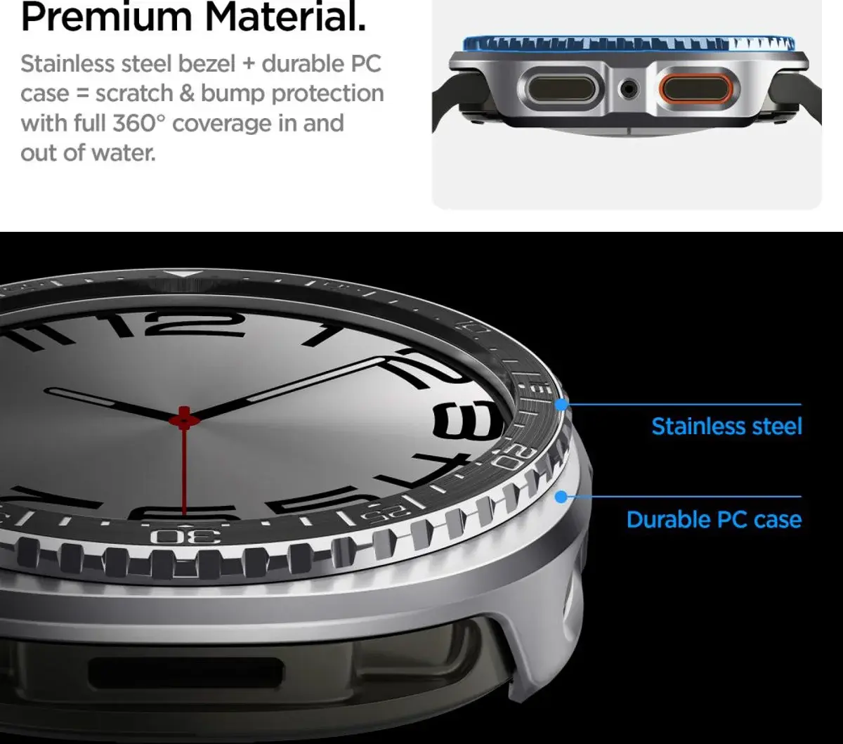 Spigen Bezel Tune Pro - Samsung Galaxy Watch 9 / 8 Randbeschermer - 44MM Grijs afbeelding 4