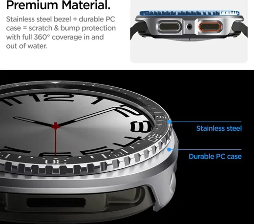 Spigen Bezel Tune Pro - Samsung Galaxy Watch 9 / 8 Randbeschermer - 44MM Grijs afbeelding 4