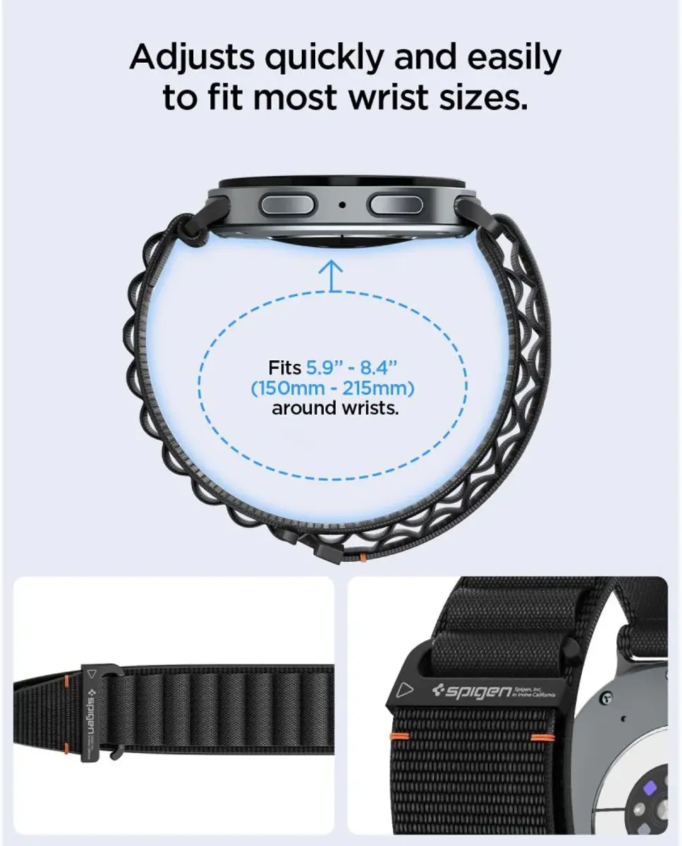 Spigen WBF1 - Samsung Galaxy Watch 9 / 8 Bandje - 46/44/40MM - Zwart afbeelding 4