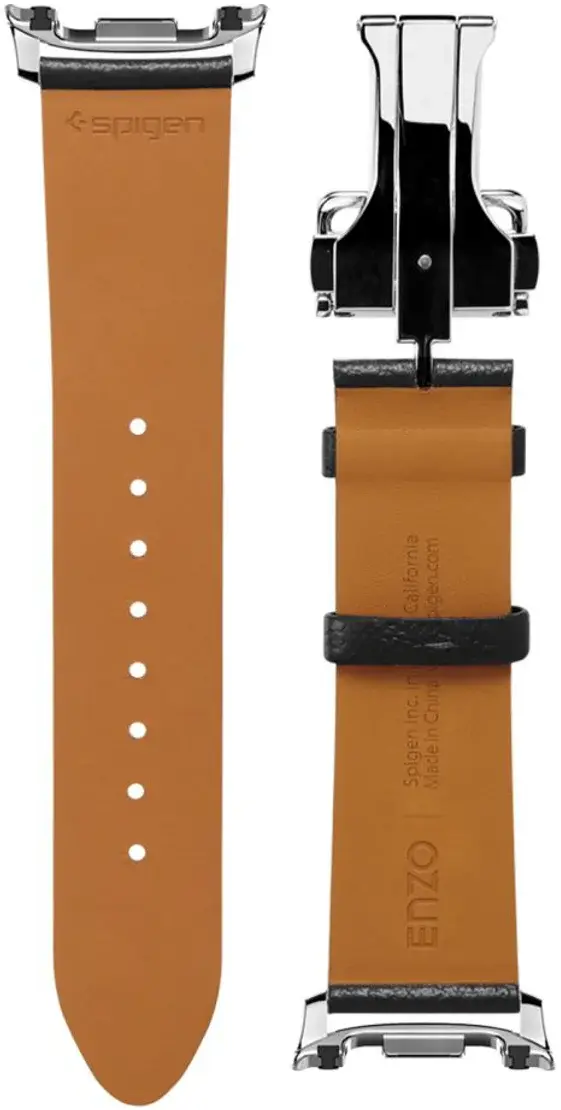 Spigen Enzo - Samsung Galaxy Watch 8 / 8 Classic Bandje - Echt Leer - Zwart afbeelding 11