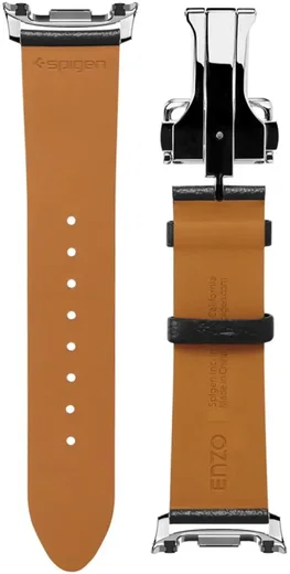 Spigen Enzo - Samsung Galaxy Watch 8 / 8 Classic Bandje - Echt Leer - Zwart afbeelding 11