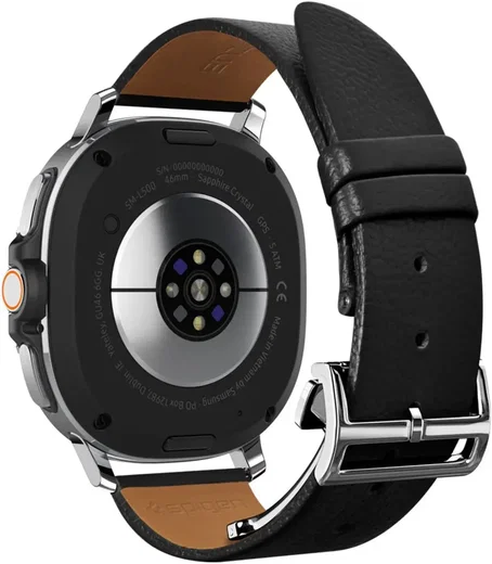 Spigen Enzo - Samsung Galaxy Watch 8 / 8 Classic Bandje - Echt Leer - Zwart afbeelding 9