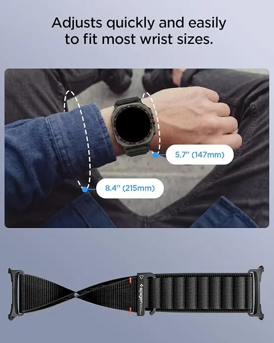 Spigen WBF1 - Samsung Galaxy Watch Ultra 2 / 1 Bandje - Zwart afbeelding 5