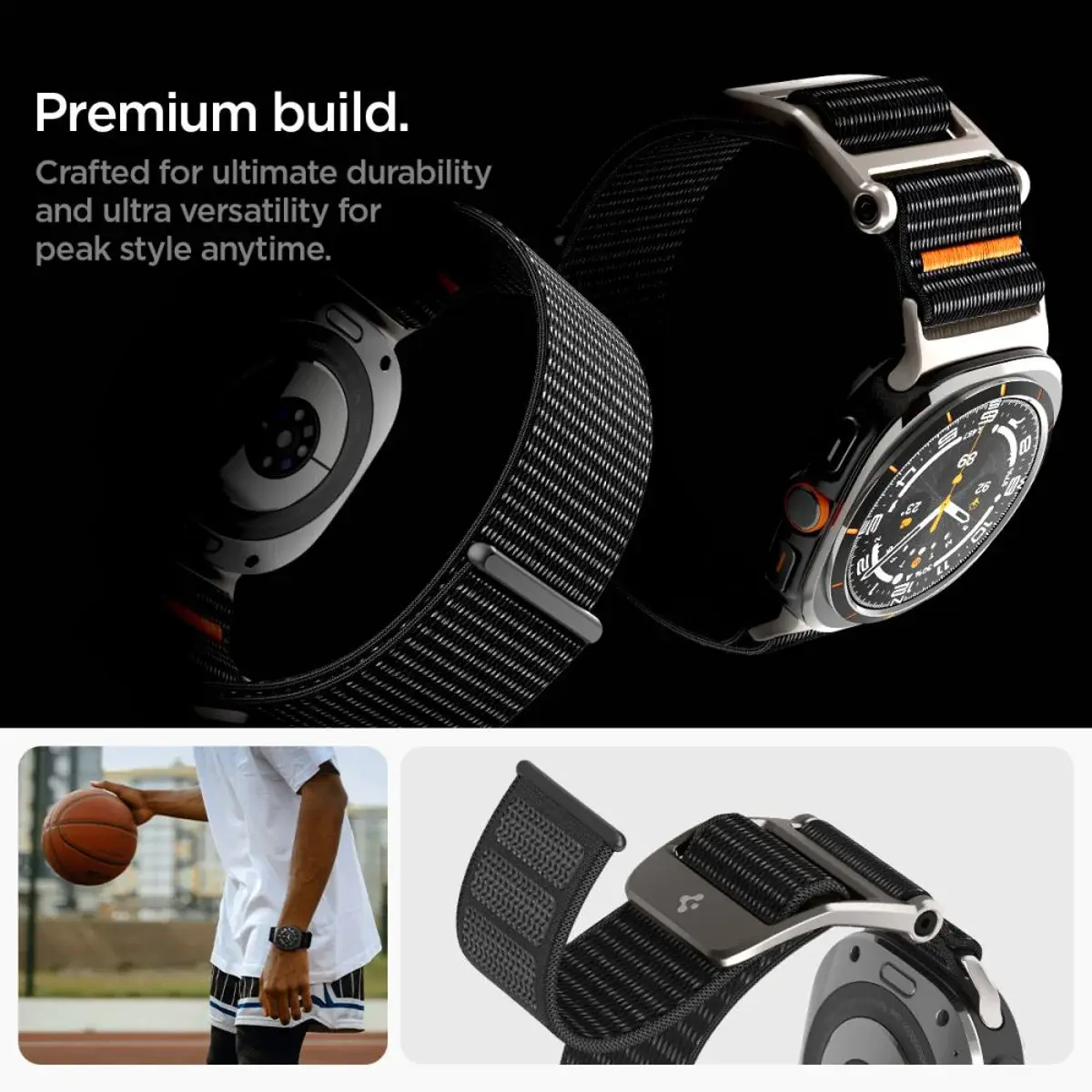 Spigen DuraPro Flex - Samsung Galaxy Watch Ultra 2 / 1 Bandje - Zwart afbeelding 6