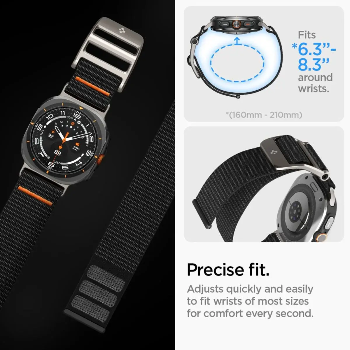 Spigen DuraPro Flex - Samsung Galaxy Watch Ultra 2 / 1 Bandje - Zwart afbeelding 4