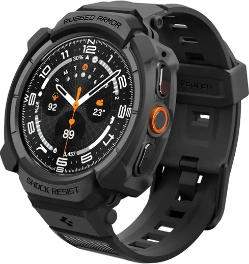 Spigen Rugged Armor Pro - Samsung Watch Ultra 2 - Hoesje en Bandje - Zwart afbeelding 1