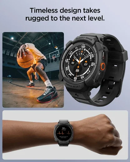 Spigen Rugged Armor Pro - Samsung Watch Ultra 2 - Hoesje en Bandje - Zwart afbeelding 3