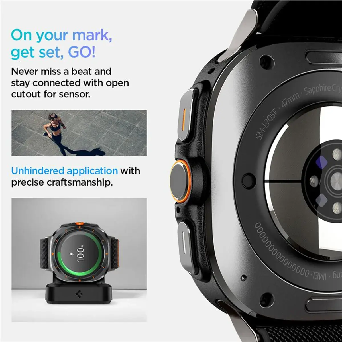 Spigen Lite Fit - Samsung Galaxy Watch Ultra 2 / 1 Bandje - Zwart afbeelding 4